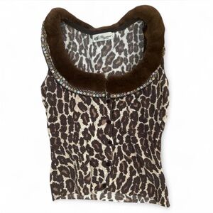 Blumarine Brown Leopard Print Tank